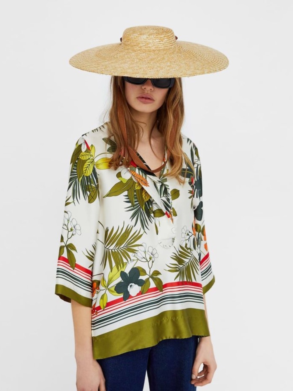 NEW ZARA Basic Tropical Jungle Print Oversized Tunic